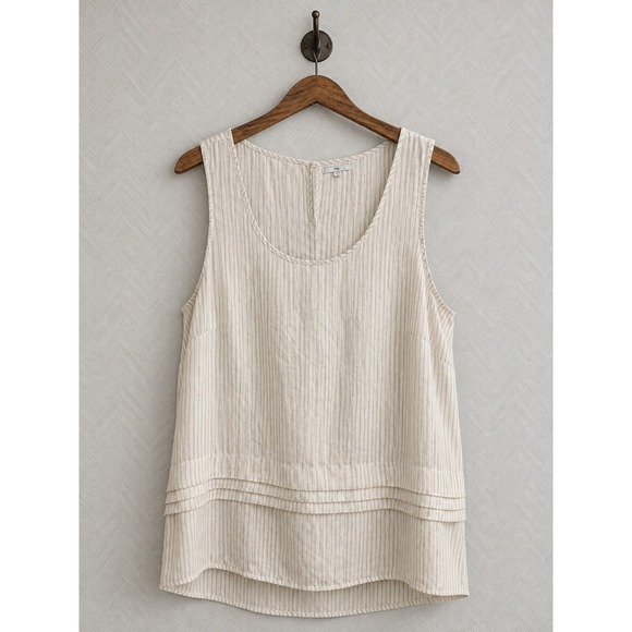 GAP Tops - Gap Tank Top Striped Pintuck Pleated Hem XL